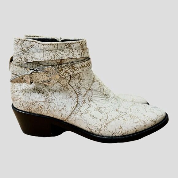 Zadig & Voltaire Cracked Leather Motorcycle Booties Boots Size 38 - Picture 1 of 6